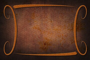 Poster - A modern decorative frame with a background with honeycomb texture. Orange, rust and brown colors
