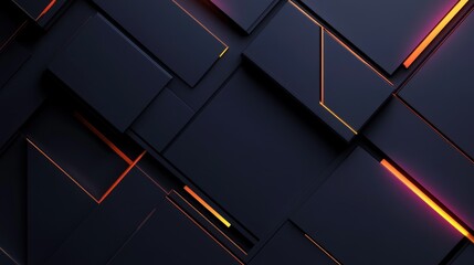 Poster - high-tech abstract design with layered geometric shapes and illuminated edges