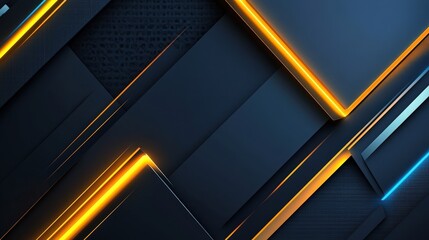 Poster - high-tech abstract design with layered geometric shapes and illuminated edges