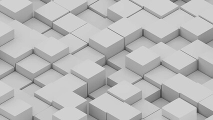 Poster - Many abstract isometric cubes, modern computer generated 3D rendering background