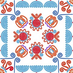 Poster - Seamless pattern design inspired by traditional Hungarian embroidery
