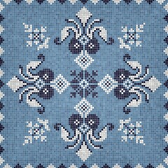 Poster - Mosaic tiles background, seamless vector pattern