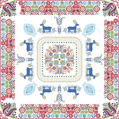 Poster - Seamless pattern design inspired by traditional Hungarian embroidery
