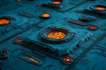 Fototapete - Futuristic digital circuit board. A modern smart board powered by AI