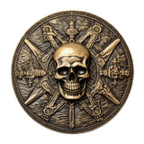 pirate skull medaillon isolated on white or transparent png