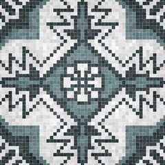 Poster - Mosaic tiles background, seamless vector pattern