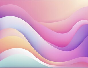 Poster - Abstract wavy design with pastel pink, purple, blue gradients creating a soft and smooth flow, AI generated