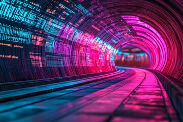 Poster - interactive tunnel of the future. stream of big data in the digital cyberspace