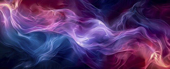 Poster - Digital art featuring abstract flowing neon waves in various colors creating a dynamic visual effect, AI generated