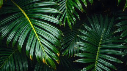 Wall Mural - Monstera and palm leaves jungle texture