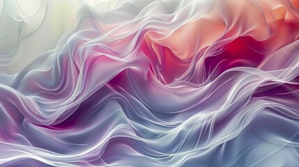 Poster - Pastel abstract art with smooth flowing pink, purple, and white shapes creating a soft gradient, AI generated