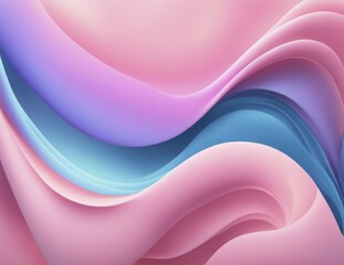 Poster - Layered abstract digital art with soft pink and blue gradients forming flowing shapes, AI generated