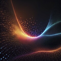 Wall Mural - Dynamic glowing waves of orange, blue, and purple light adorned with particles, AI generated