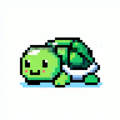 turtle pixel art vector illustration on white background