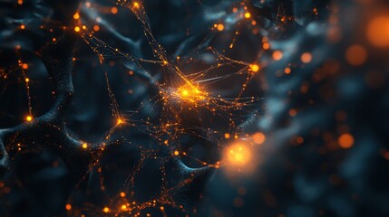 Poster - network-inspired background featuring intersecting lines and glowing nodes