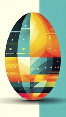 Poster - abstract easter egg design with geometric patterns, bold colors, and a mix of textures, creating a m