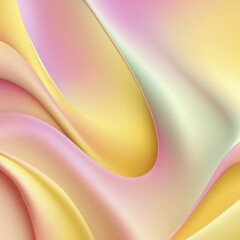  - Pastel abstract image featuring smooth and wavy shapes with gradient shades of pink, yellow, and light green blending together, AI generated
