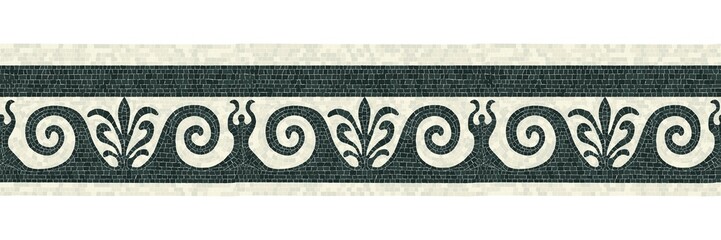 Poster - Horizontal border mosaic tiles, vector pattern