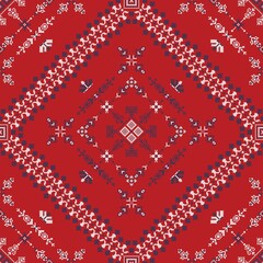 Poster - Decorative repeating pattern inspired by traditional Russian embroidery