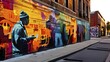 © Stefan Schurr/imageBROKER - AI generated street art graffiti tour featuring immersive murals and interactive elements in vibrant colors