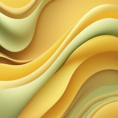 Poster - Flowing and curving abstract waves in yellow, green, and orange, AI generated