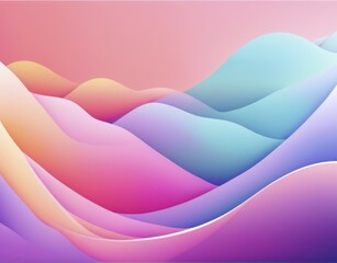 Aufkleber - Abstract image depicting wavy, hill-like shapes in pastel shades of pink, purple, blue, and orange, AI generated