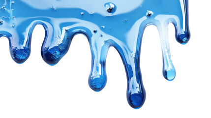 Poster - Blue liquid paint dripping on transparent background. Transparent background