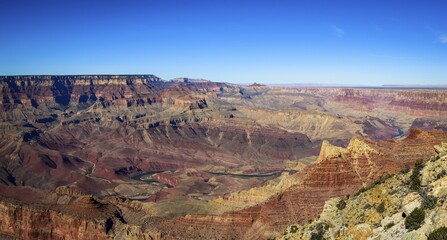 Wall Mural - Canyon landscape, gorge of the Grand Canyon, Colorado River, eroded rock landscape, South Rim, Grand Canyon National Park, Arizona, USA, North America