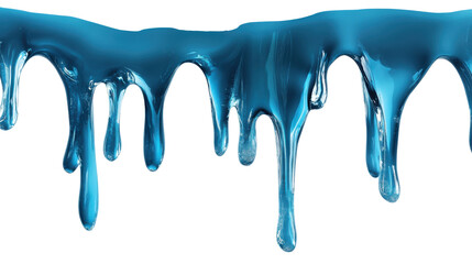 Poster - Vivid blue paint dripping on transparent background. Transparent background