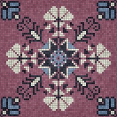 Poster - Mosaic tiles background, seamless vector pattern