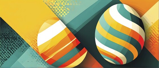 Poster - abstract easter egg design with geometric patterns, bold colors, and a mix of textures, creating a m