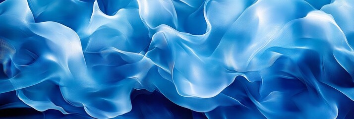 Poster - Abstract Flowing Blue Fabric, Smooth Waves, Gentle Ripples, for Elegant Background Designs