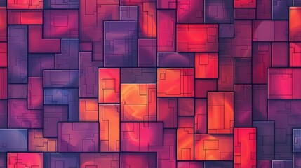 Poster - Abstract geometric pattern with colorful rectangles and thin lines on a dark background. Digital art for modern design. Background image of square or cube design with vibrant color. Creative. AIG51.