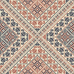 Poster - seamless pattern design with traditional palestinian embroidery motif