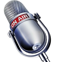 Poster - High resolution rendering of a microphone with a on air icon