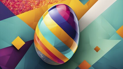Poster - abstract easter egg design with geometric patterns, bold colors, and a mix of textures, creating a m