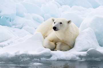 Wall Mural - male polar bear (ursus maritimus) on ice