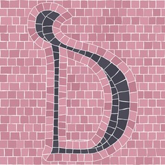 Poster - Mosaic tiles letter D. EPS 10 editable flat design vector seamless horizontal pattern