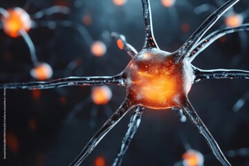 Poster - Futuristic Network of Interconnected Neural Axons With Energy Flow, Concept of Thinking.