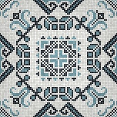 Poster - Mosaic tiles background, seamless vector pattern