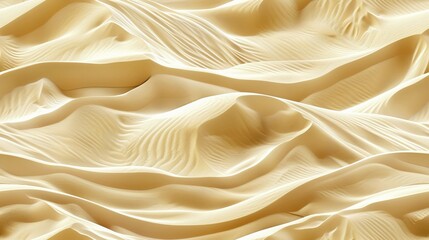Poster - An abstract depiction of sand dunes with smooth, flowing, cream and yellow textures, AI generated