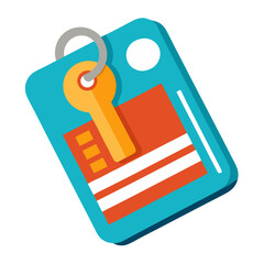 Poster - This hotel keycard features a simple design with a key graphic and space for information, symbolizing easy access for guests at their chosen accommodations