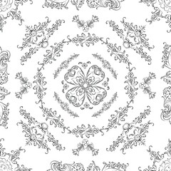 Poster - Hand drawn seamless floral pattern on a white background, vector textile template