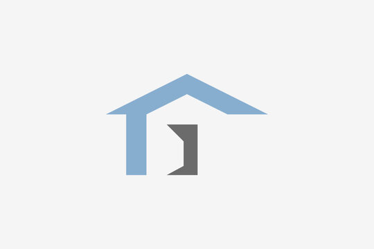 Minimalist home and negative space door logo