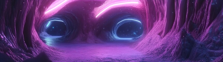 Poster - Dynamic abstract background in blue and purple. Vivid neon swirl lines with light effects