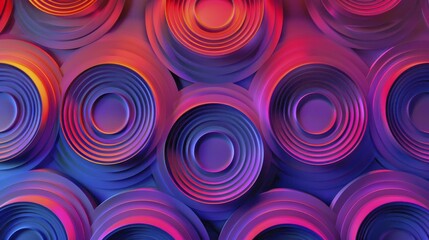 Aufkleber - Vivid circular shapes forming an abstract pattern with a vibrant gradient of colors and dynamic texture, AI generated