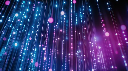 Poster - Neon purple, violet, and blue digital tech background with a 3D printed circuit board
