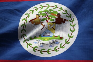  - Ruffled Flag of Belize Blowing in Wind