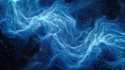 Poster - A mesmerizing blue wallpaper featuring fluid and flowing patterns with a dreamy atmosphere, ideal for enhancing digital spaces or artistic projects.
