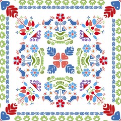 Poster - Seamless pattern design inspired by traditional Hungarian embroidery